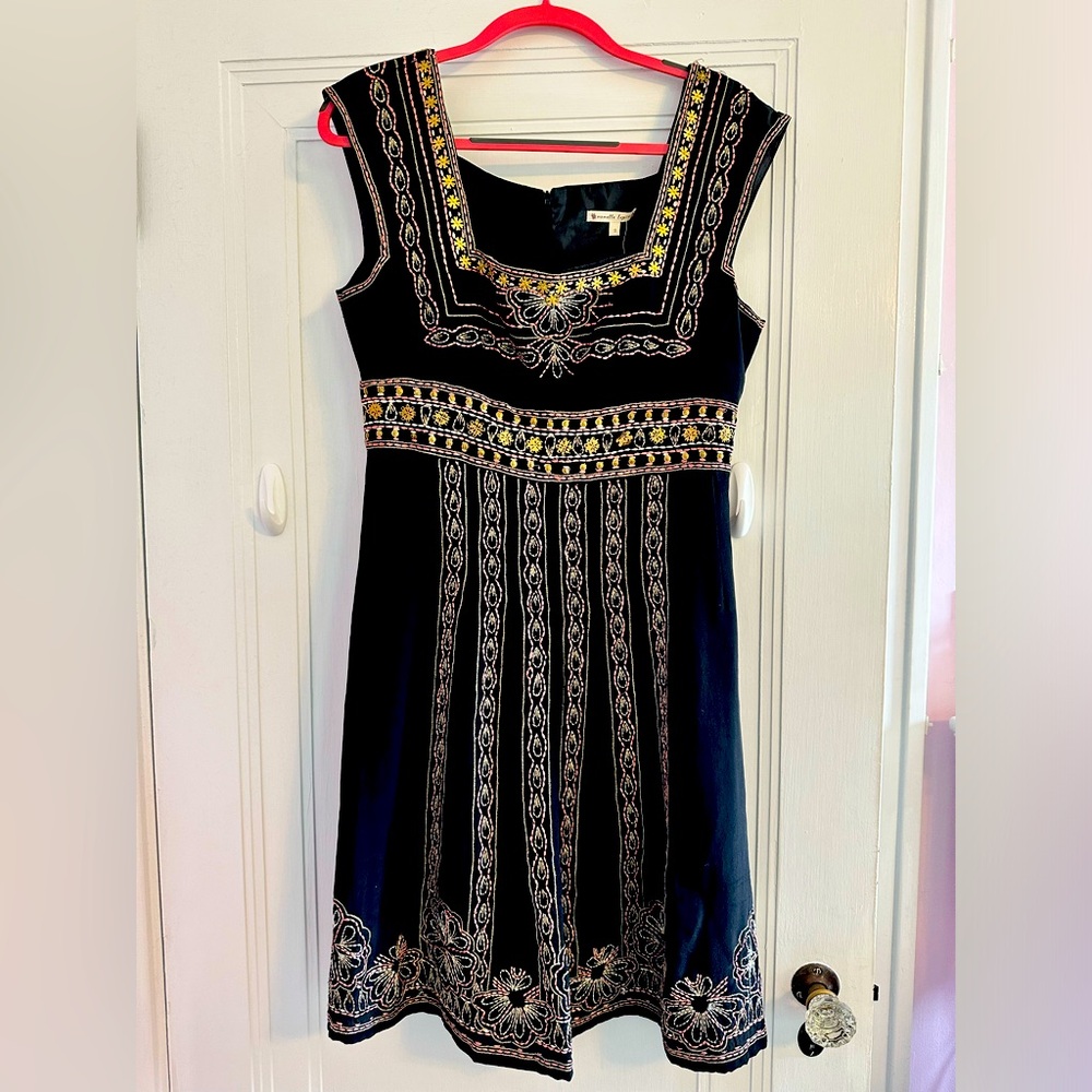 Nanette Lepore Josephine Baker Embroidered Black Cocktail Dress. NWT